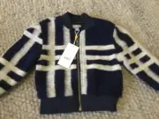 PUMPKIN PATCH jacket zipped front lined Blue White Striped BNWT Size 4