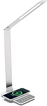 LED Desk Lamp with Wireless Charger, USB Charging Port, Dimmable Eye-Caring Desk Light with 5 Brightness Levels & 5 Lighting Modes, Touch Control, Auto Timer (White)