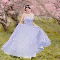 在飛比找蝦皮購物優惠-花仙子紗裙夢幻藍花朵婚紗 公主婚紗 淺藍色婚紗