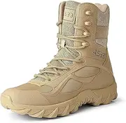 [Wcxixo] Waterproof Military Tactical Boots for Men, Outdoor Lace-up Sports Non-slip Hiking Work Boots, Durable Lightweight Cushioning Breathable Hiking Shoes