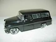 1957 CHEVY SUBURBAN BLACK JADA 1:24 METAL DIECAST OPENING HOOD DOORS & REAR END