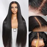 EARLR Glueless Wig 7X5 Hd Lace Wear And Go Human Hair Pre Plucked Pre Cut Glueless Wigs Glueless Glueless Straight Lace Front Closure Wig, 180% Density, 28 Inch