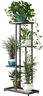 DelSol Metal Plant Stand,Multiple Stand Holder Shelf Rack, Indoor&Outdoor Planter Display Shelves for Patio Garden, Living Room, Corner Balcony and Bedroom (Dark Grey, 4 Tier-5 Potted)