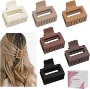 Medium Claw Hair Clips for Women Girls, 2" Matte Rectangle Small Hair Claw Clips for Thin/Medium Thick Hair, Hair Jaw Clips Nonslip Clips (Warm color)