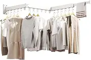 BOQORAD Clothes Drying Rack Wall Mounted,Drying Rack Clothing,Laundry Drying Rack Wall Mount,Collapsible Drying Racks for Laundry,Retractable,Foldable,Clothes Dryer Rack(White- O Type Hooks)