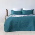 Bambury Single/Double Bed Botanica Coverlet Set Teal Embossed Home Bedding