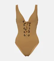 [Karla Colletto] Karla Colletto Lucy lace-up swimsuit AU 16 beige