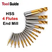 4 Flutes End Mill Cutter M2 HSS Titanium Coated CNC Milling Machine 2-25mm Lathe