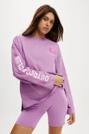 [Body] Body - Long Sleeve Graphic Crew - Cyber grape/outdoor club 2XS CYBER GRAPE/OUTDOOR CLUB