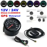 12V / 24V 85mm 0-200KM/H GPS Waterproof Digital Speedometer Gauge Car Truck Boat