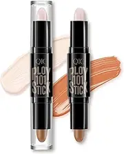 YBUETE 2-in-1 Cream Highlighter Contour Stick, Bronzer Face Contouring Stick, Cream Face Highlight Stick, Waterproof & Long-Lasting Concealer Brighten Face Makeup for Women Girls