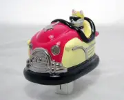 "Cattitude" Retro Red Bumper Car Ceramic 3D Night Light Tabby Cat Swivel Plug