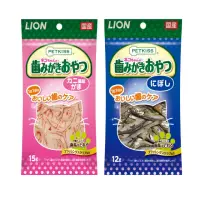 在飛比找momo購物網優惠-【LION 獅王】親親潔牙護理貓零食 小魚乾/蟹肉絲 兩包組