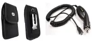 Car Charger+Belt Case Pouch Holster for Verizon LG Exalt LTE VN220, Fathom VS750