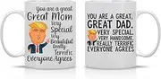 Great Mom Very Special, Great Dad Very Special - 11oz White Ceramic Coffee Mug Couples Sets – Funny His and Her Gifts -Husband and Wife Anniversary Presents - Wedding Gift - By CBT Mugs