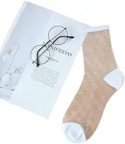 [generic] Ladies Socks Sheer Mesh Glass Silk Socks Ultrathin Transparent Crystal Lace Fabulous Elastic Summer Ankle Sock