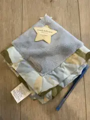 NEW Wendy Bellissimo Baby & Kids Blue Camo Security Blanket 14" x 14"