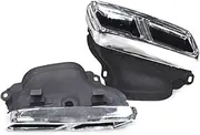 Compatible For Mercedes Benz Muffler Tip E-Class S-Class E63 AMG S65 W222 W212 Upgrade Rectangle Exhaust Tail Tip(Silver Siamese)