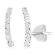 Bevilles Climber Earrings with 0.10ct of Diamonds in Sterling Silver Stud