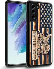 [DAIZAG] Compatible with Samsung Galaxy S21 FE Case,All-Round Protection Shockproof Anti-Scratches TPU Cover,Cases for Man Woman-Don't Tread on Me Wood Grain American Flag
