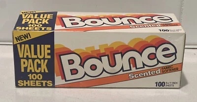100 Vintage BOUNCE Fabric Softener Scented Dryer Sheets Full P&G Movie Prop NEW