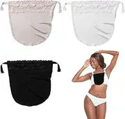 [Ymxil] Pack of 3 Women's Modesty Insert Neckline Reducing Cover Clip On Lace Camisole Summer Non-Slip Strapless V-Neck Bra Cover Lace Bust Part Breast Covered (White, Beige, Black), White, beige, black, S-L