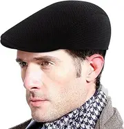 [FEOYA] Mens Mesh Summer Flat Hat - Cabbie Flat Cap - Newsboy Beret Ivy Hat - Adjustable & Breathable for Men Casual