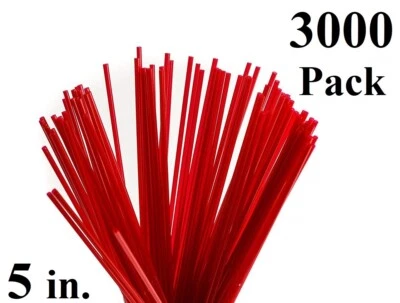 3000 Pack Red Plastic Coffee Stirrers Straws Cocktail Sip Stir Sticks 5 in.