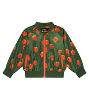 [Mini Rodini] Mini Rodini Strawberry-print bomber jacket M 6/9 green