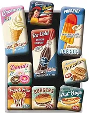 Nostalgic-Art Retro Fridge Magnets 9 Pack American Diner - Gift Idea for Diner Fans, Magnetic Set for Magnetic Board - Vintage Design