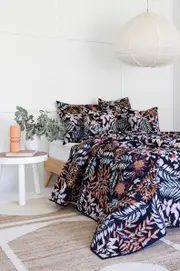 Floral Cotton Quilt Throw Bedspread Block Print Quilt Indian Quilt Comforter Duvet Cover Quilt Gift - Black Cherry Monkey