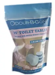 Odour B Gone 50x8g Toilet Tablets + 10x2g Mini Oxygen Tablets CARAVAN AVAN PARTS