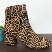 NEW Cole Haan Arden Grand Leopard Print Calf Hair Block Heel Booties Women's 6.5