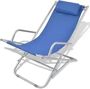 Camping Sunloungers Reclining Patio ChairsReclining Deck Chairs 2 pcs Steel Blue