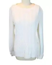 TALBOTS Cable Knit Lambswool Pullover Crew Sweater Size M NWT Classic Preppy