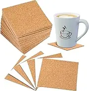 YBVABE Self-Adhesive Cork Squares 96x96x1mm– 60Pack Thin Natural Cork Sheets for DIY Crafts, Wall Décor, Coasters & Anti-Slip Pads
