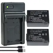 Battery 2Pack +Charger For Panasonic Lumix DMC-FZ100 DMC-FZ150 DC-FZ80 DC-FZ85