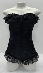 Raveware Lingerie Women’s Corset With Front Hook & Eye Closure Size Medium Black