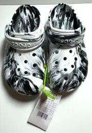 Size 6 Little Kids - Crocs Classic Marbled Clog - Black / White 207464-066