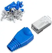 50 Pack RJ45 Cat6 Pass Through Connector and RJ45 Strain Relief Boots for Solid or Stranded FTP/STP Ethernet Cable (Shielded)