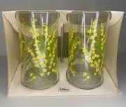 Libby glass Yellow lily-of-the-valley set Of Four 4
