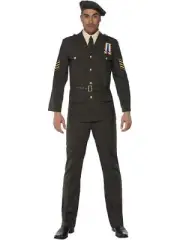 Adult Mens Wartime Officer Military WW2 Army Smiffys Fancy Dress Costume