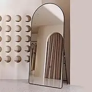 TT-YED Modern Simple Full Body Floor Mirror, Freestanding Arched Full Body Mirror with Stand, Shatterproof Glass, Aluminum Alloy Frame, Floor-Standing Tall Mirror,Bl50×h160cm