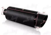 4" FIRE BALL SLANT TIP BLK STAINLESS RACING EXHAUST MUFFLER+SILENCER 3" INLET