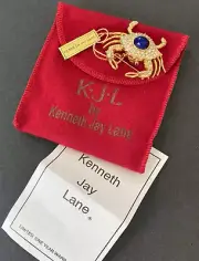 NEW Rare KJL Kenneth Jay Lane CRAB Watch Brooch with Paperwork & Pouch Vintage