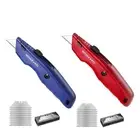 WORKPRO Blue/Red Utility Knife, Heavy Duty Box Cutter with 10 Extra Blades