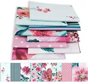 Soimoi 8 Pc Fat Quarter Bundle - Floral Print 18"x 22" DIY Patchwork- 100% Cotton Pre-Cut Quilting Fabric (Pastel Pink & Blue)
