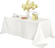Ivory Satin Tablecloth 60 x 102 Inches Rectangle Table Cloth Bright Silky Table Cover Overlay Dining Tablecloths for Wedding Party Banquets