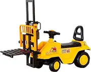 Lenoxx Ride-On Forklift Toy for Kids Ages 3+ with Manual Lifting Mechanism, Realistic Steering Wheel, Wide Wheelbase, Bold Yellow Construction Design – 30kg Max Load