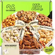 NUT CRAVINGS Gourmet Collection - Sympathy Nuts Gift Basket with Sympathy Rib...